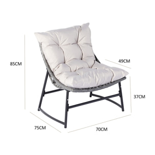 Salon de jardin bas 4 places en résine gris GOLA