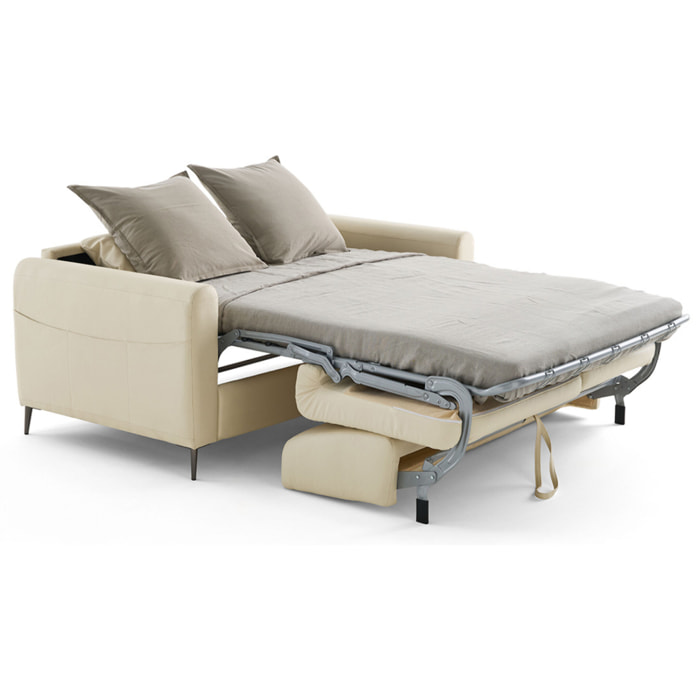 Owen - canapé 3 places convertible couchage quotidien matelas 12 cm en simili - Beige