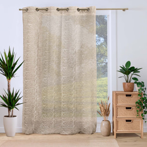 Voilage tamisant à œillets en voile tissé à motif zébré - Blanc