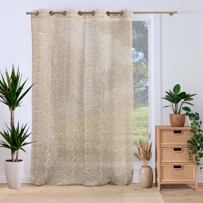 Voilage tamisant à œillets en voile tissé à motif zébré - Blanc