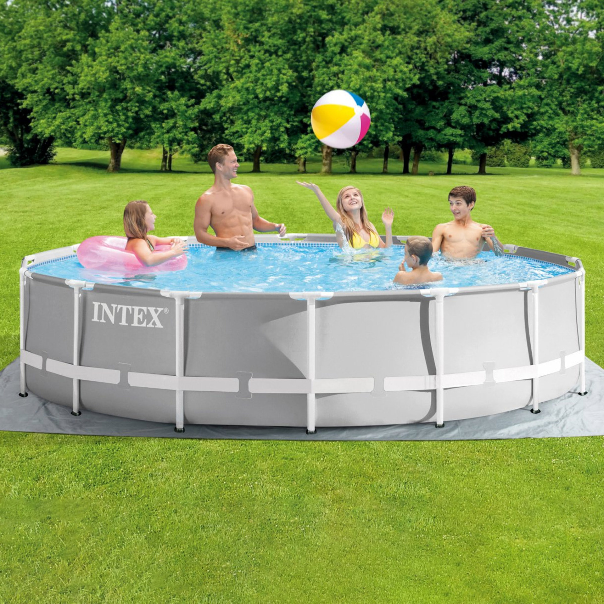 Intex Piscina Prisma Frame rotonda con Pompa Filtro, Scaletta e Teli, 427x107 cm