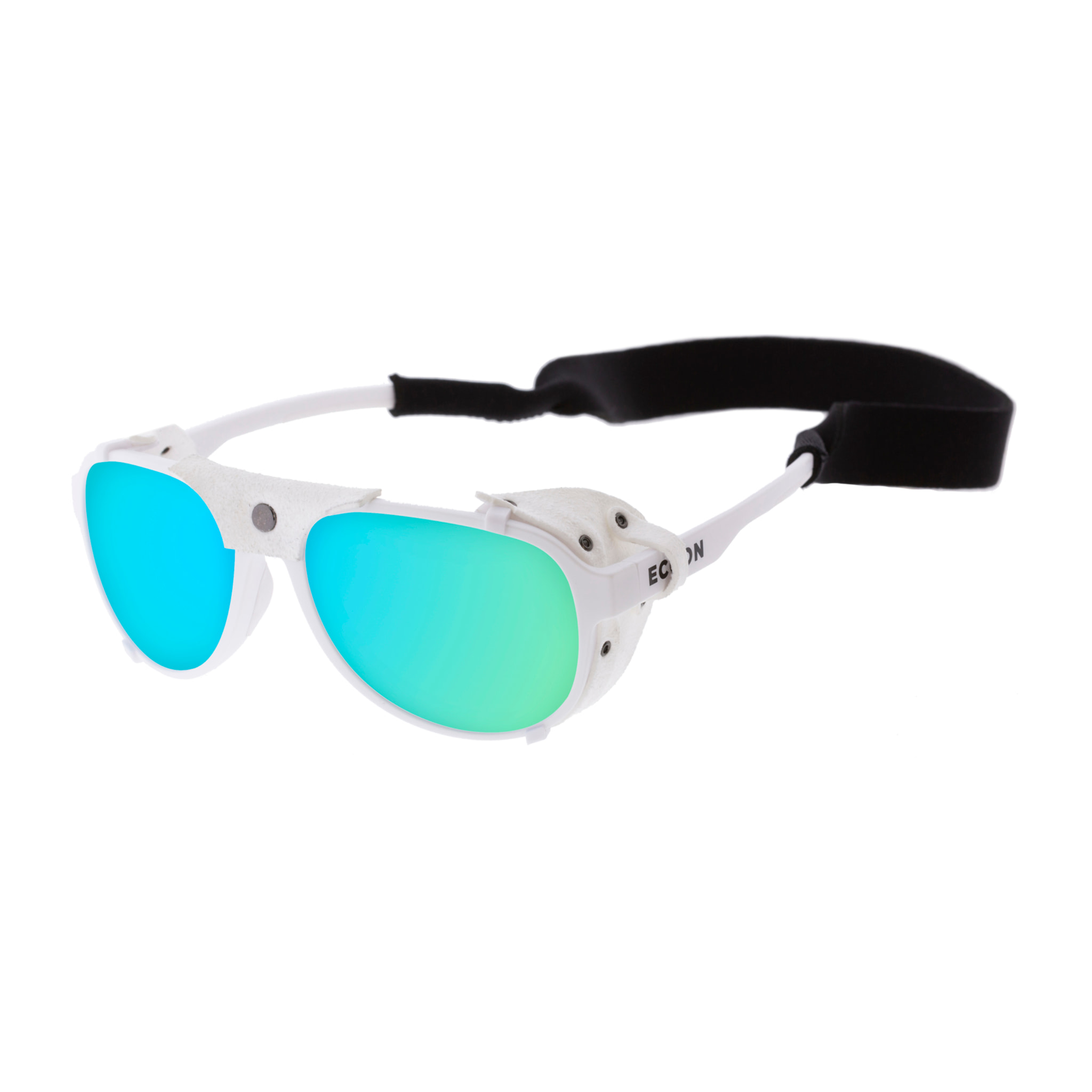Gafas de sol de montaña ECOON modelo Makalu en color Montura blanca con lente azul revo