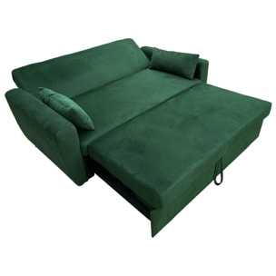 Canapé convertible en velours vert 2 places MATT