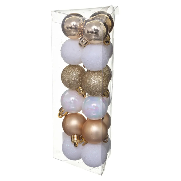 Boule de Noël Or Blanc x 18