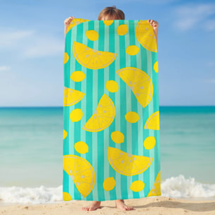Serviette de plage microfibre enfant - Pop-Citron - 75x150cm - 220g/m²