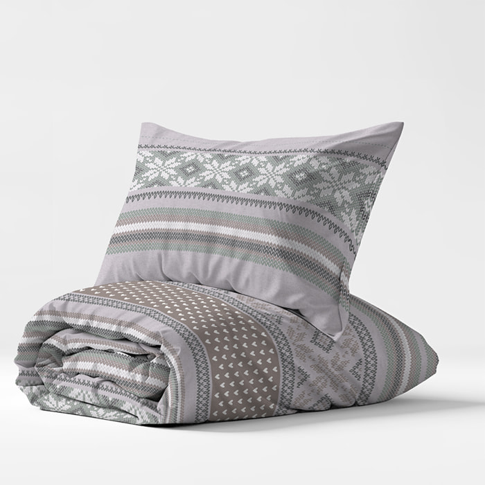 Parure copripiumino norvegia verde tortora