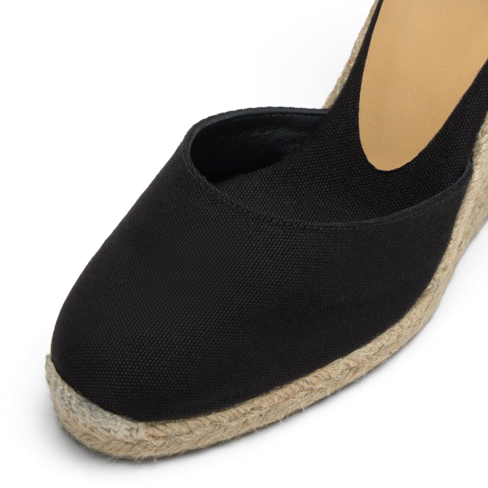 Alpargatas de cuña de mujer Carina en algodón orgánico, cierre mediante lazada