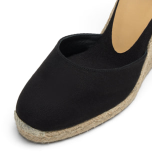 Alpargatas de cuña de mujer Carina en algodón orgánico, cierre mediante lazada