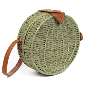 Cuneo Bolso bandolera Mujer. Tejido Paja  Piel Sintética PU