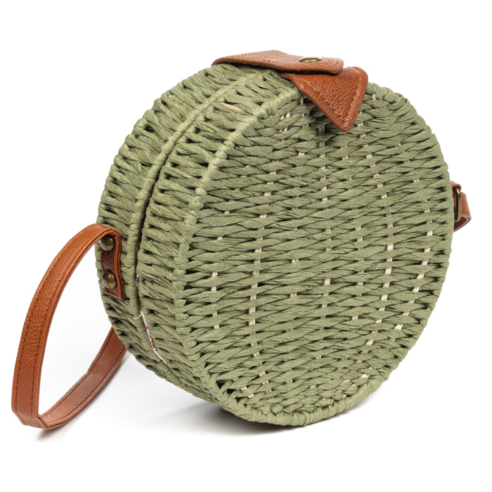 Cuneo Bolso bandolera Mujer. Tejido Paja  Piel Sintética PU