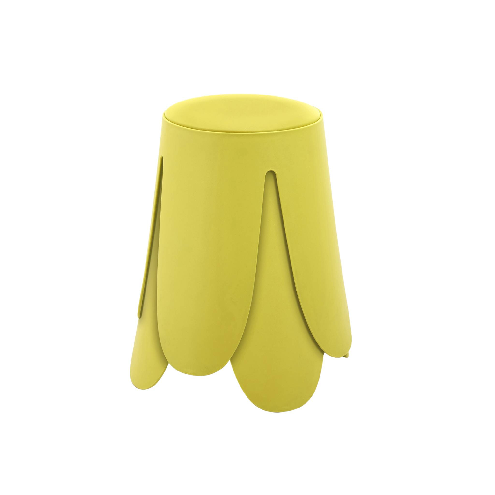 Set de 2 tabourets empilables. simili cuir jaune. NIKI. Ø30 / 44 x H46cm