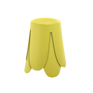 Set de 2 tabourets empilables. simili cuir jaune. NIKI. Ø30 / 44 x H46cm