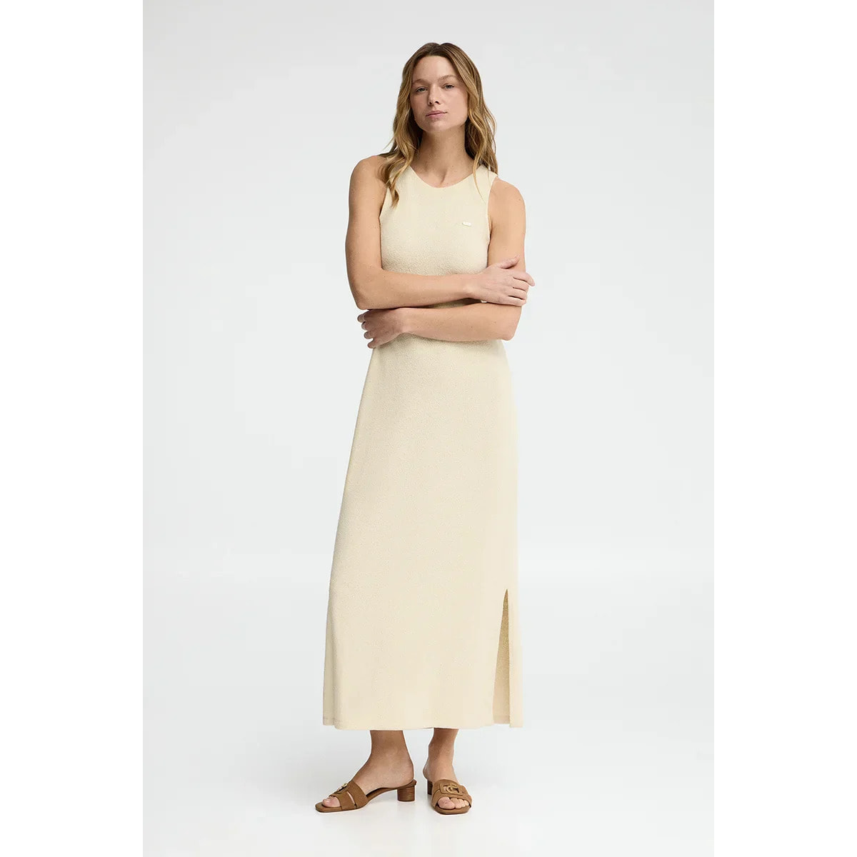 Vestito color crema in filo rustico con logo Polo Club