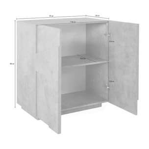 Credenza moderna a 2 ante, Made in Italy, Madia da cucina, Buffet di design da soggiorno, cm 81x44h86, colore Bianco lucido