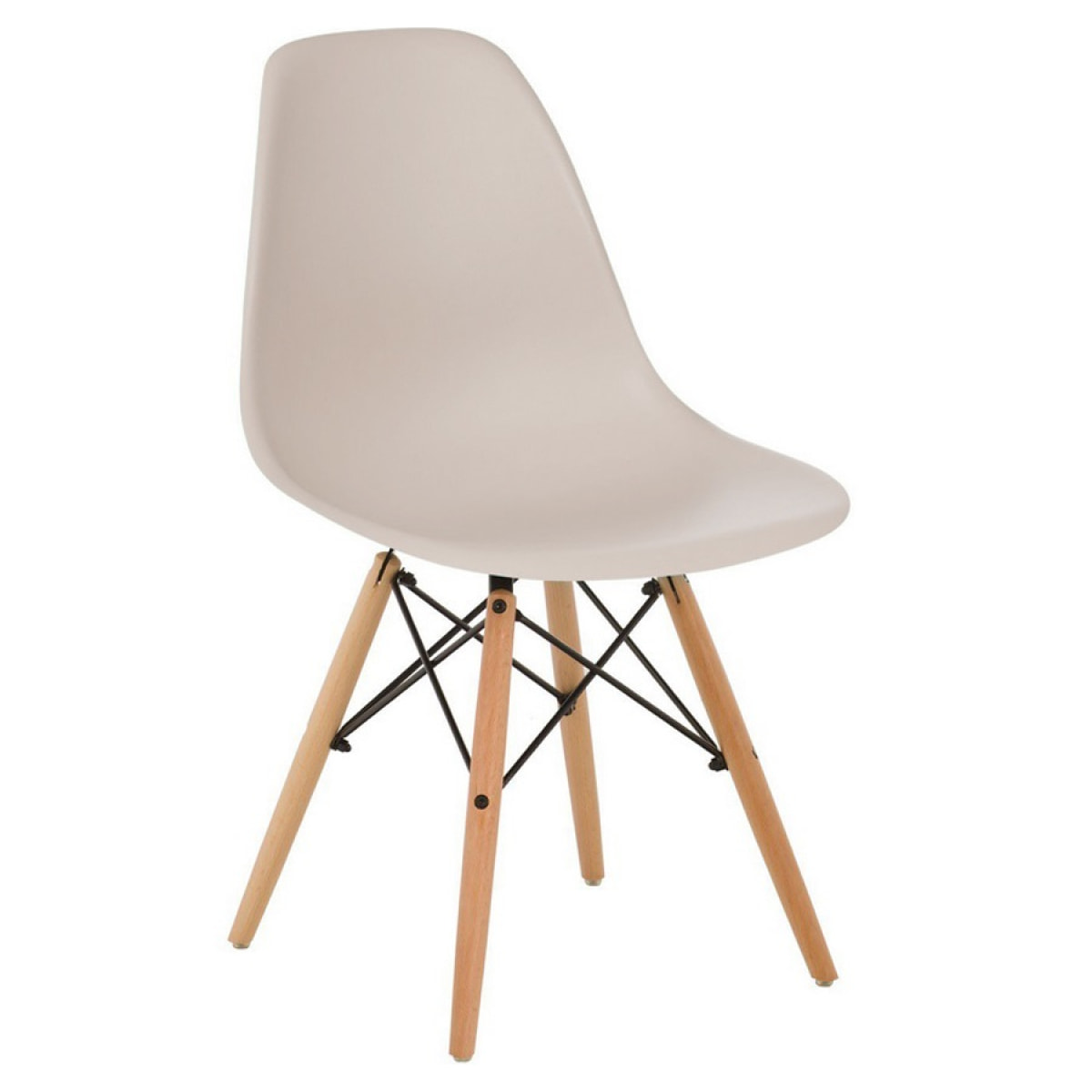 Set 4 sedie design moderno ecrù con gambe legno - Ester