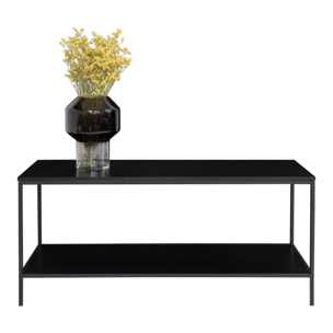 Mobile TV Vita a 2 ripiani in nero con struttura in acciaio, 100×36×45 cm
