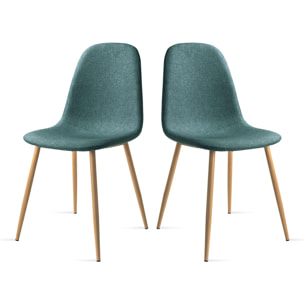 Pack 2 sillas de comedor verde turquesa tapizadas para salón cocina dormitorio