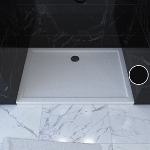 Receveur de Douche a Poser 120x80 cm Extra Plat en Acrylique Blanc Effet Pierre - MOON