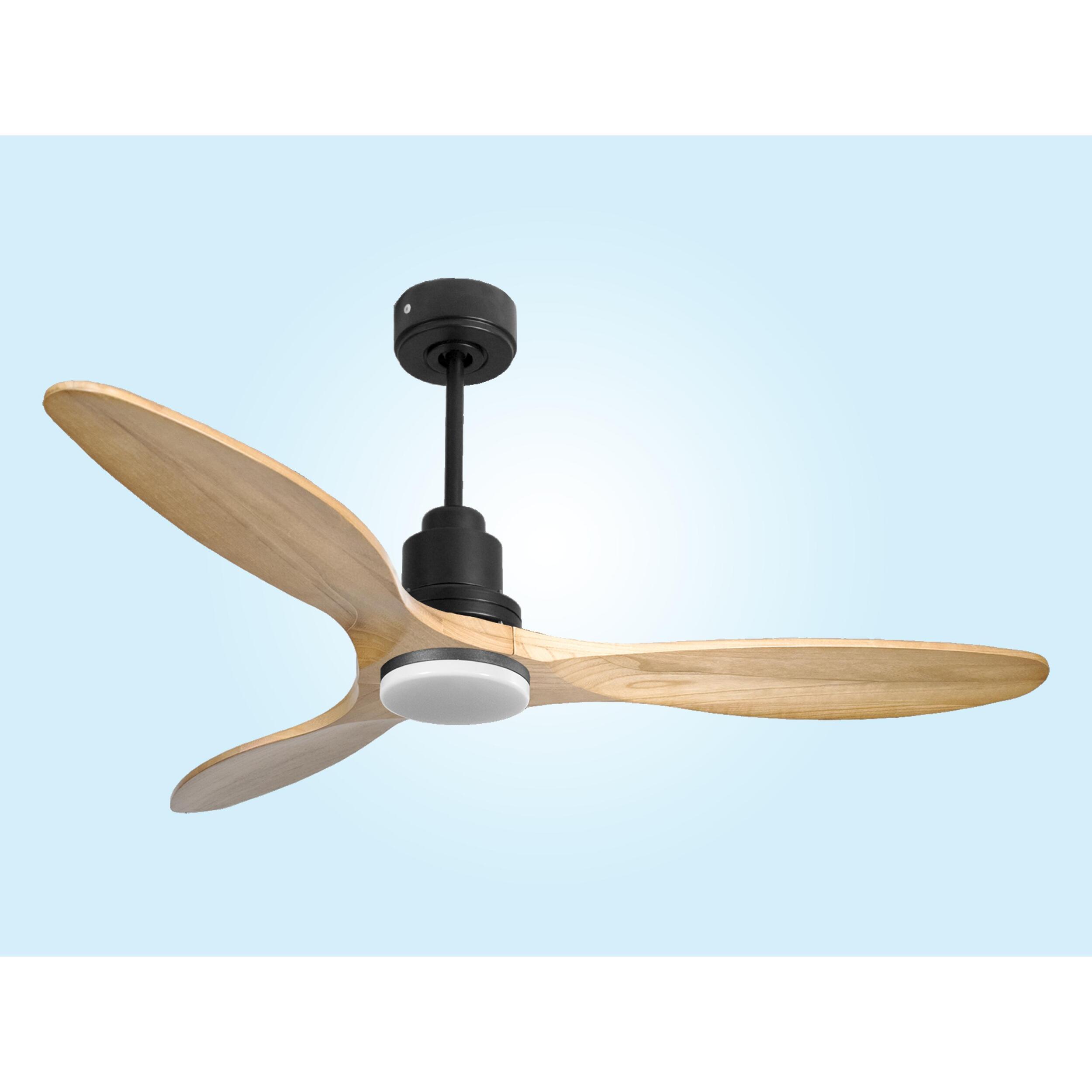 Ventilateur de plafond Réversible  Thermostat Dimmable Wifi Moteur à courant continu Toits en pente Télécommande Lumière à trois tons Hypersilence Mémoire