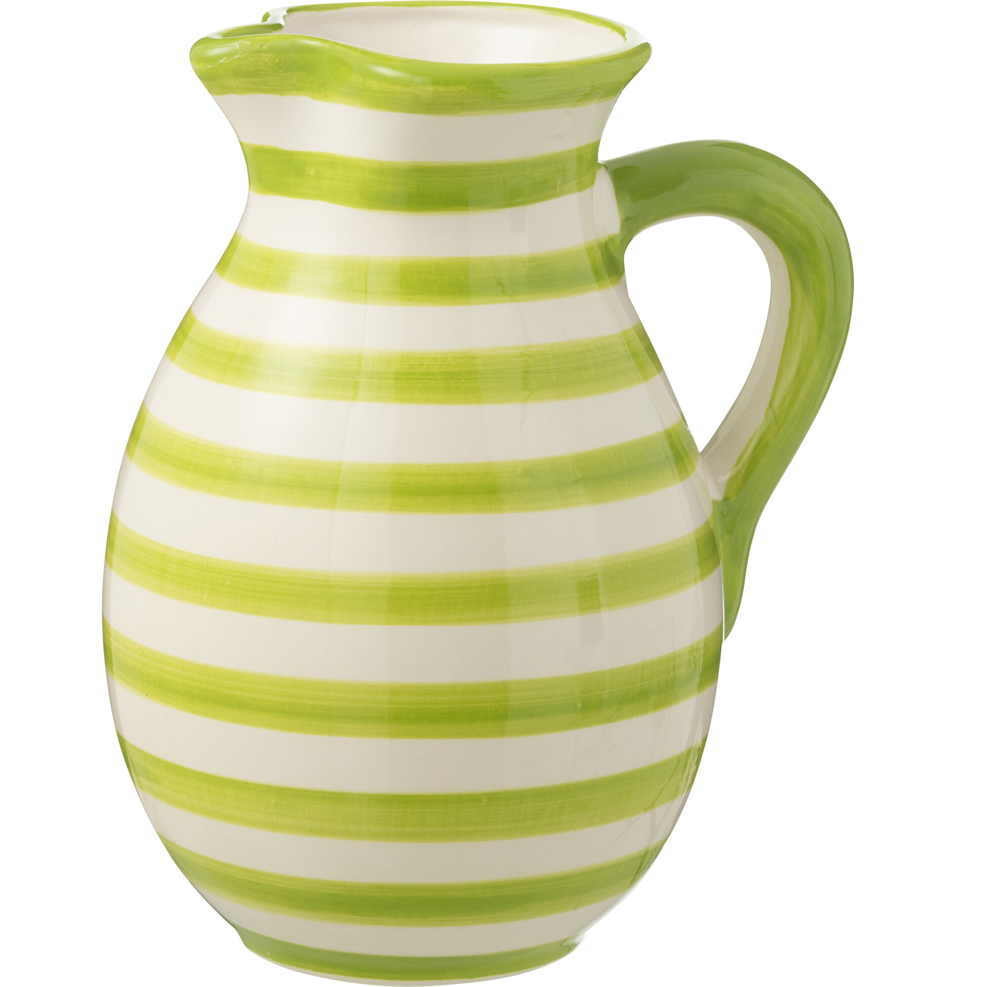 J-Line cruche Granada Stripes - céramique - blanc/vert - large