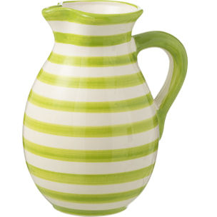 J-Line cruche Granada Stripes - céramique - blanc/vert - large