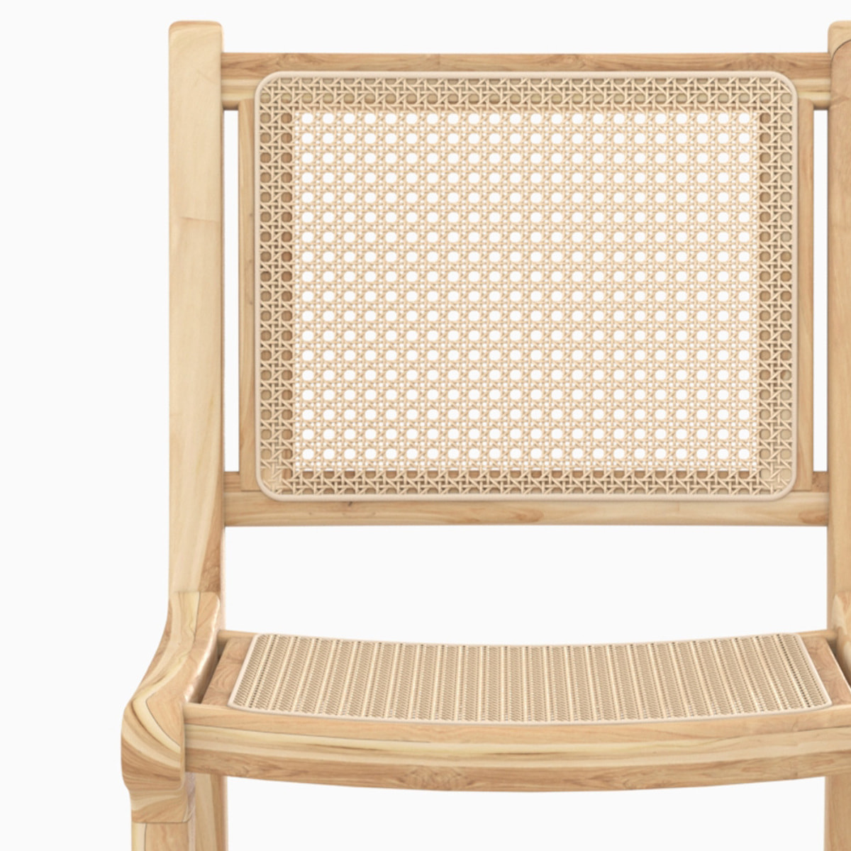 Lot de 2 chaises pour îlot central en teck et cannage rotin 66,5 cm - Kyla