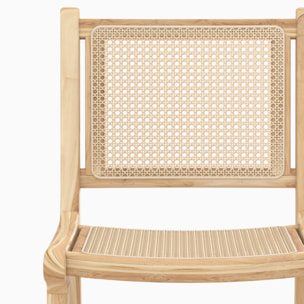 Lot de 2 chaises pour îlot central en teck et cannage rotin 66,5 cm - Kyla