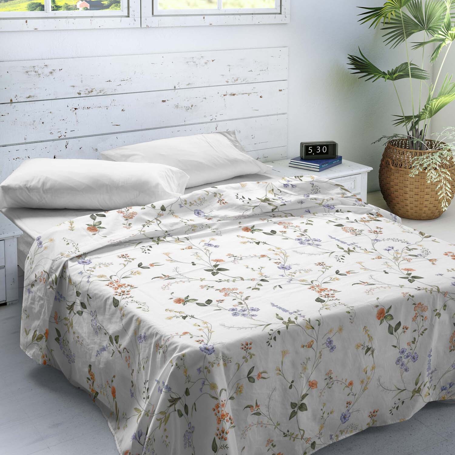 Naturals - Juego de Sábanas Estampadas - Incluye 1 o 2 Fundas de Almohada + 1 Sábana Bajera - 100% Algodón - Beltane