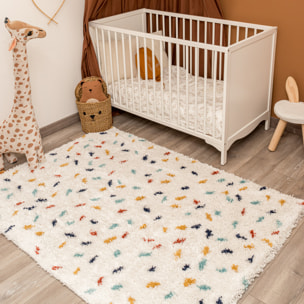 Tipi - tapis shaggy enfant en laine artificielle à motif confettis multicolore