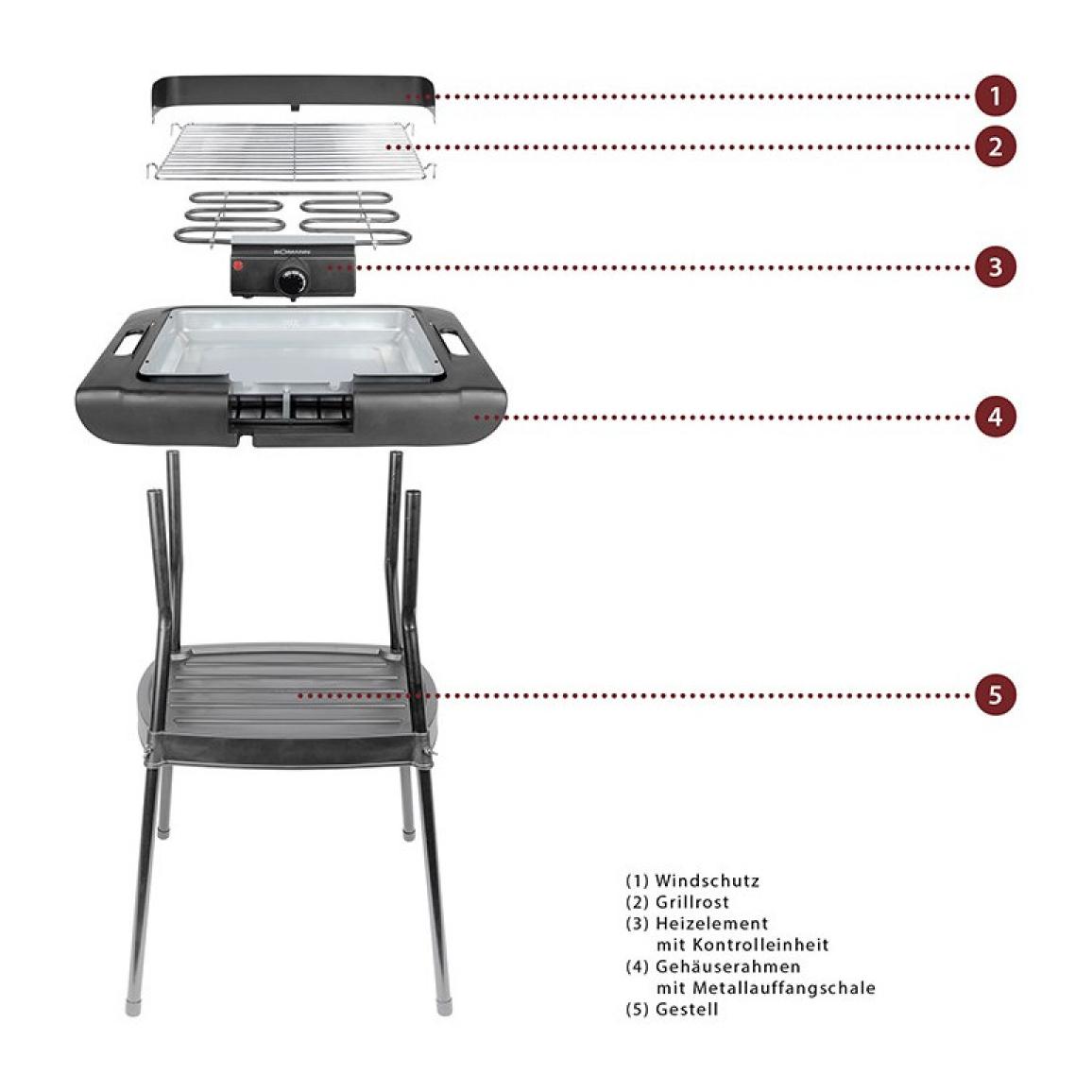 Barbecue Grill électrique sur pieds Bomann BQS 2244 CB Noir