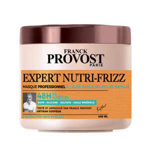 Lot de 6 - Franck Provost Expert Nutri-Frizz Masque Sans Sulfate Sans Silicone Cheveux Très Secs ou Frisés 400ml