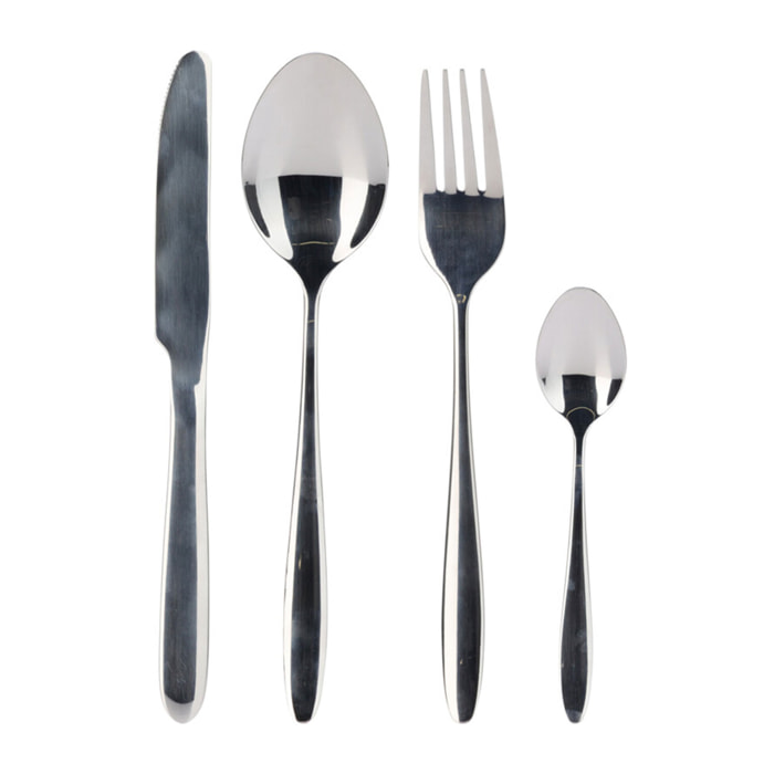 juego de 24 cubiertos de acero inoxidable con revestimiento plata