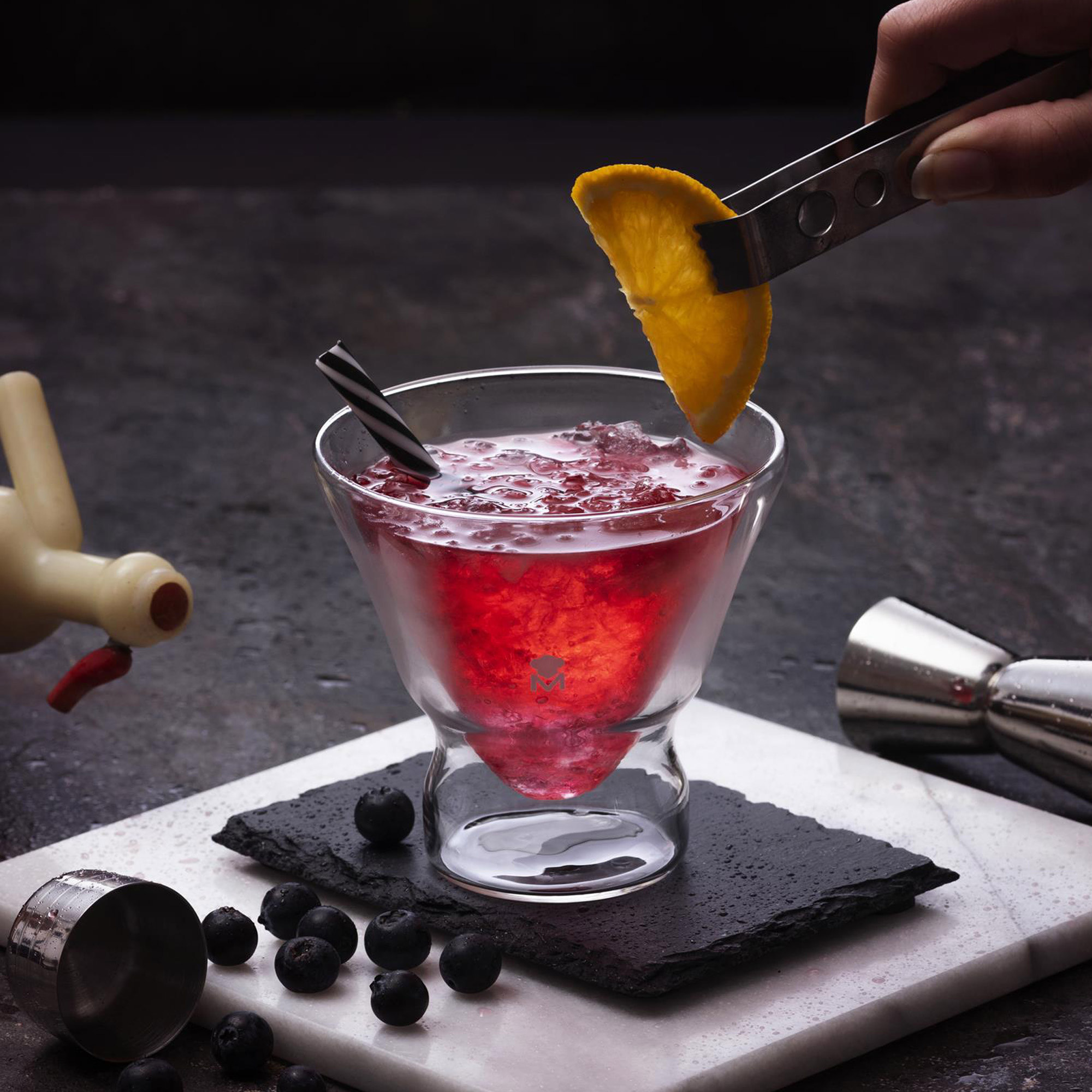 Copas Vidrio Borosilicato Masterpro Set 2 Copas Coctel 230ml Mixology Alta Resistencia