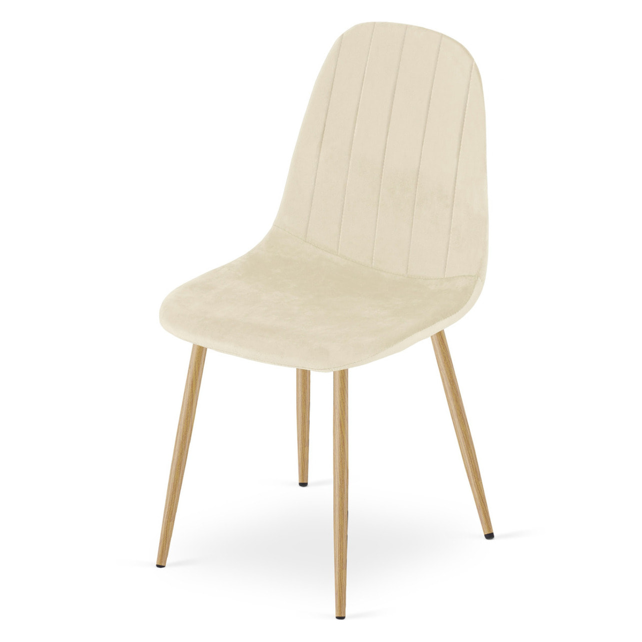 Set di 3 sedie Padva in velluto beige con gambe effetto rovere