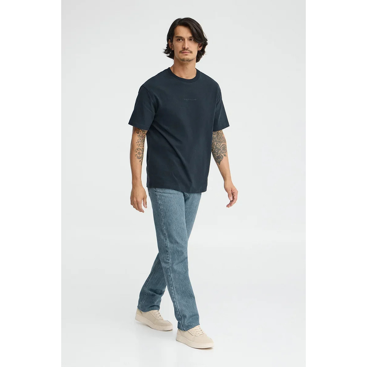 Camiseta azul marino de corte relajado con logo engomado Polo Club