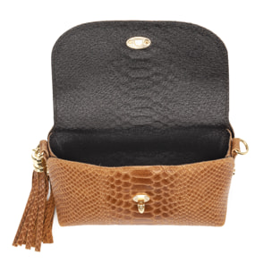 Amblar borsa a tracolla donna. Pelle autentica scamosciata stampa serpente.