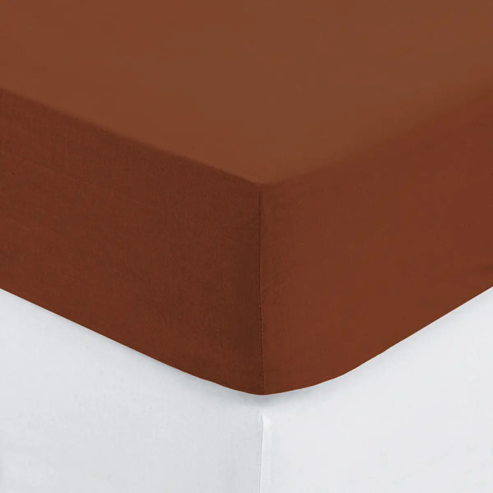 Drap-housse "Carina" en coton 160x200cm rose terracotta