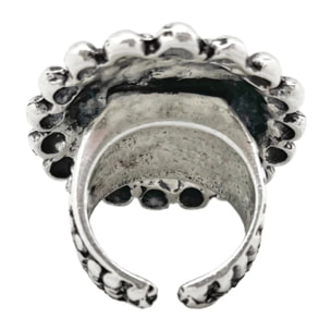 Anillo Charro con base en relieve. Plata chapado efecto envejecido