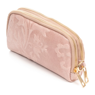 Portafoglio da donna Arnara. Vera pelle scamosciata con stampa vegetale.