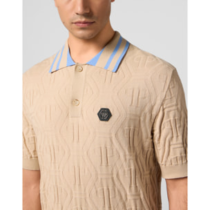 PHILIPP PLEIN Knitted Polo T-Shirt Jacquard Monogram