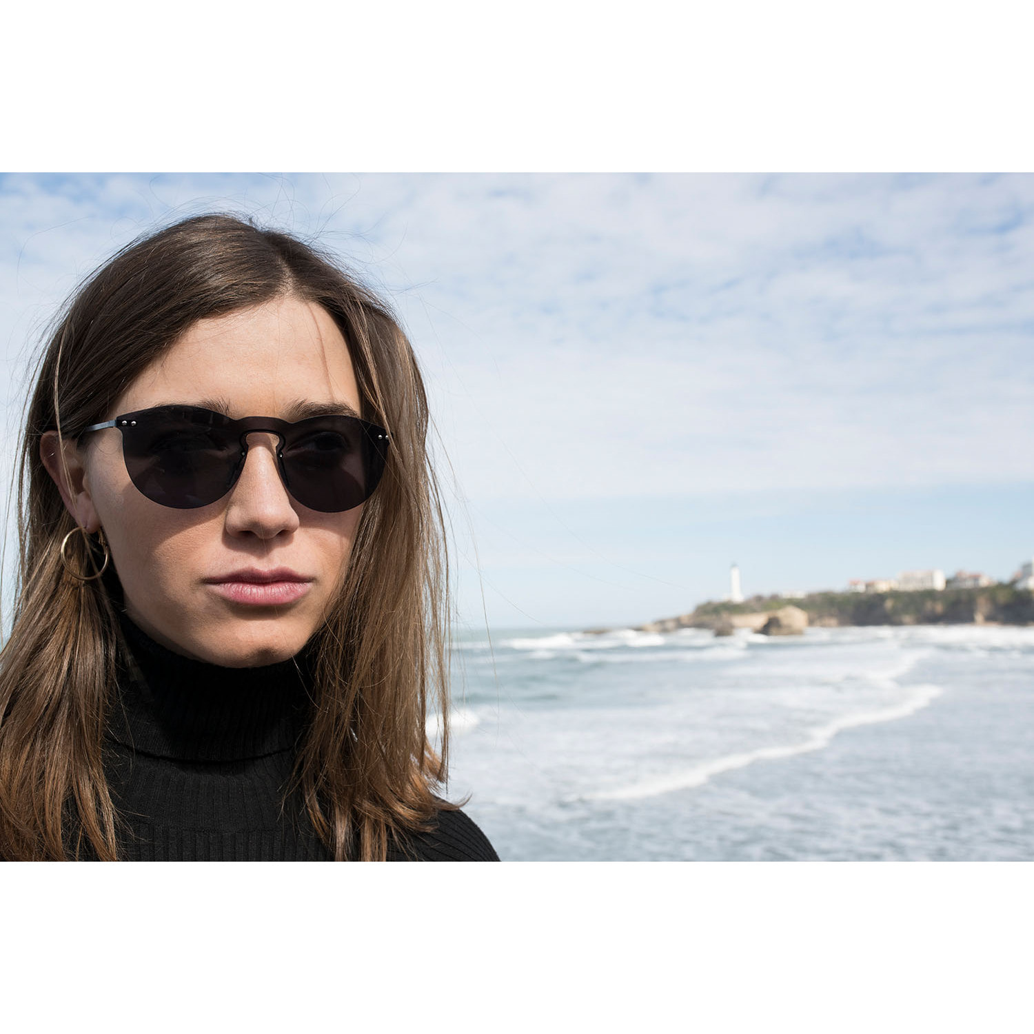 Gafas de sol OCEAN BERLIN - Ahumado planas espaciales con patillas metálicas doradas