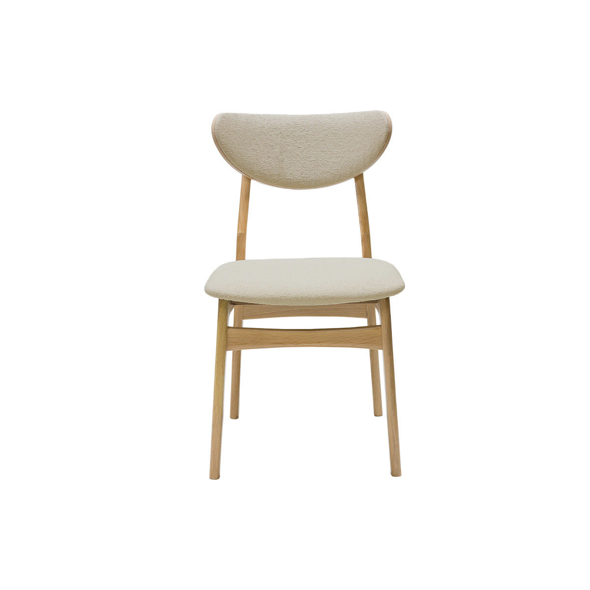 Chaises scandinaves en tissu effet laine bouclée beige et bois clair chêne massif (lot de 2) MAYA