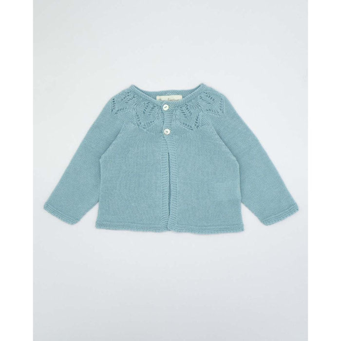 CHAQUETA PUNTO ALGODÓN ORGÁNICO BEBÉ AZUL