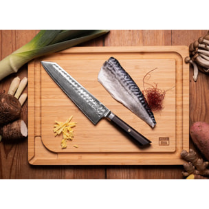 Couteau de Chef Kiritsuke | Lame 210 mm | Acier Inoxydable Japonais Damas