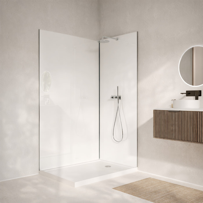 Lot 2 panneaux muraux aluminium Blanc 80 et 120 x 250 cm avec profilés chrome - WALL'IT