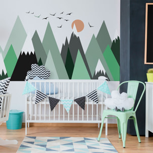 Stickers muraux enfants - Décoration chambre bébé - Autocollant Sticker mural géant enfant montagnes scandinaves NEBRASKA