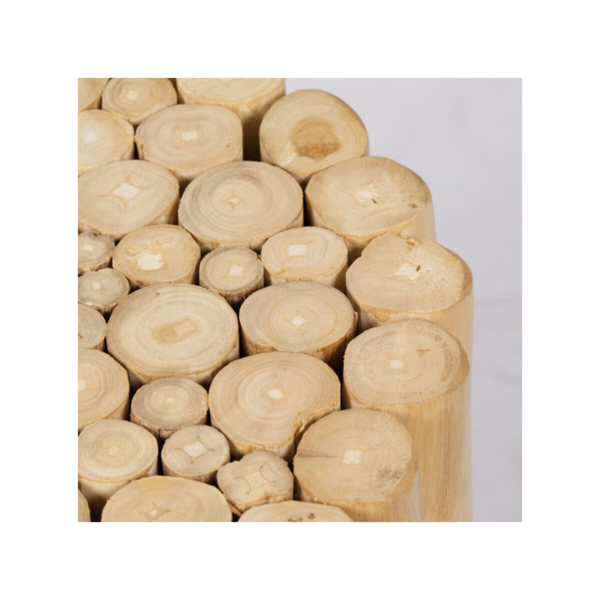 Tabouret 40 cm de diamètre en assemblage de bois de teck - CLOCHETTE