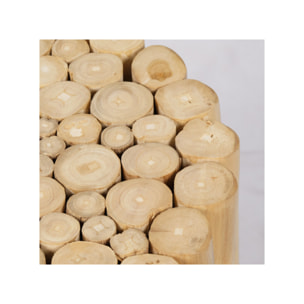 Tabouret 40 cm de diamètre en assemblage de bois de teck - CLOCHETTE