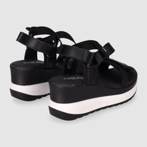 Sandalias de Tejido - Negro - Tacón: 7 cm