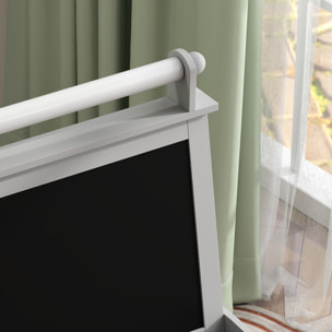 Tableau chevalet enfant 3 en 1 tableau double face enfant avec tableau blanc magnétique tableau à craie rangements bois gris